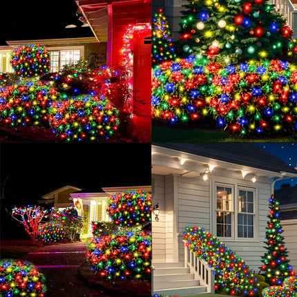 6Ftx4Ft LED Christmas Net Lights Green Wire,Connectable UL Waterptoof Net Lights for Bushes Trees Shurb Garden Outdoor Christmas Decorations