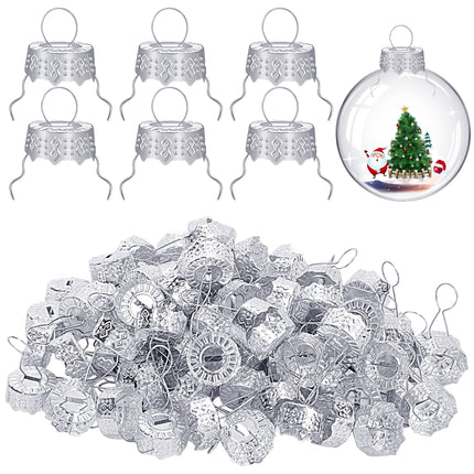 moonoom 100 Pieces Round Christmas Ornament Caps, Christmas Replacement Ornament Hangers Caps for Christmas Tree, Porcelain, Ceramic or Glass DIY Decorations (Silver-1/2inch)