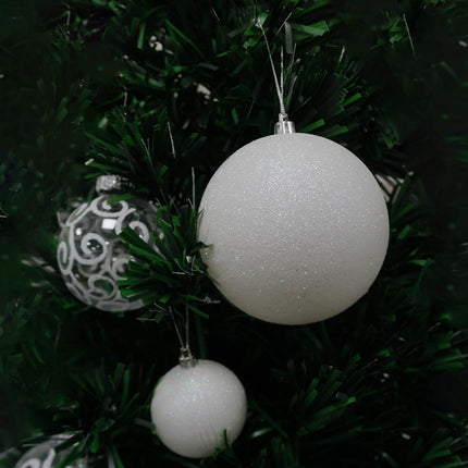 4E's Novelty 4’’ Large Snowball Ornaments (4 Pack) - Iridescent Christmas Ornaments, Sparkly White Christmas Decor, Pre-Strung, Shatterproof, Large Christmas Ornament Balls for Christmas Decoration