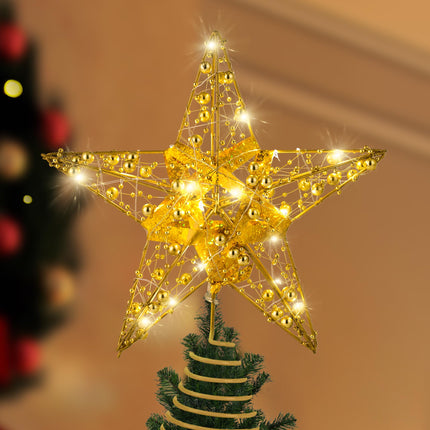 d Christmas Tree Topper Lighted,20 LED Lights Metal Tree Topper with Timer Battery Operated,Remote Control Christmas Tree Top Ornament for Christmas Décor