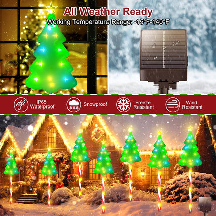 26'' Larger Christmas Decorations Outdoor, 102 LED Solar Christmas Lights Outdoor Candy Cane Tree Lights, 10 Modes Waterproof Solar Outdoor Christmas Decorations for Yard Garden Pathway Outside - 6PK