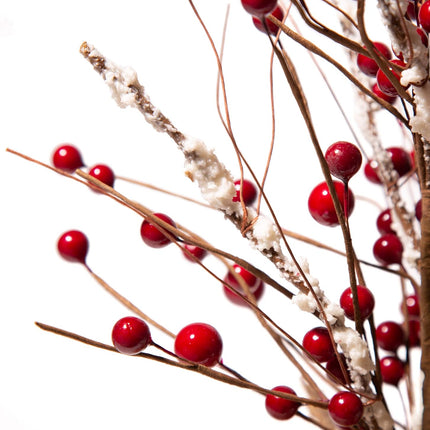 Glitzhome Christmas Table Tree with Burlap Base Centerpiece for Party Festival Home Decor, 16"" H, Red Berry, JK62980