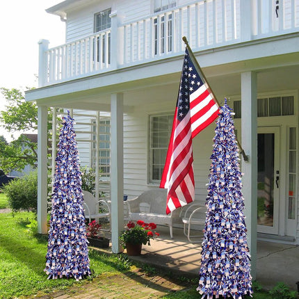 4th of July Patriotic Artificial Christmas Tree, 5 Ft Pop Up Collapsible Tinsel Christmas Tree Christmas Decorations for Home Fireplace Party Indoor Outdoor (American Flag)