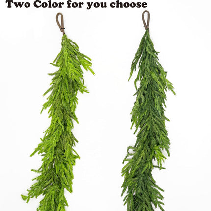 6FT Christmas Garland Norfolk Pine Garland Christmas Greenery Garland for Mantle Table Stairs Indoor Outdoor Holiday Christmas Xmas Decor Decoration