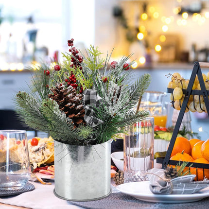MUMTOP Christmas Table Centerpiece Decorations, Mini Christmas Tree Artificial Potted with Pincones for Home Kitchen Mantel Holiday Decor