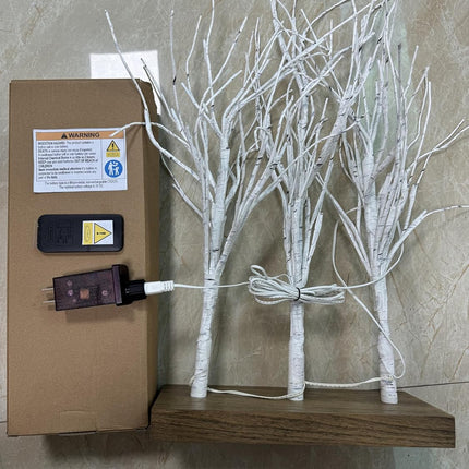 Lighted Birch Tree for Christmas Decor, Tabletop Decorations Indoor with Timer, 23 Inch 3 Pack 72 LED Plug-in Artificial Tree Lights, Fairy Light Spirit Tree for Home Wedding Bedroom (Warm White)