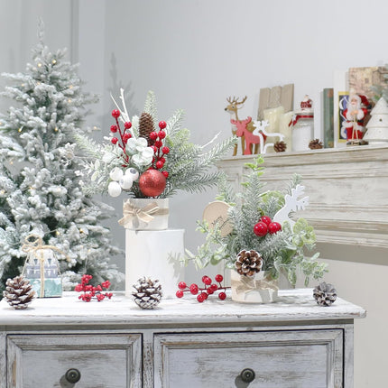 Small Mini Tabletop Christmas Tree,12" Artificial Little Potted for Christmas Decor, for Home Indoor Hliday Party Xmas Decor (Red/Green/White).