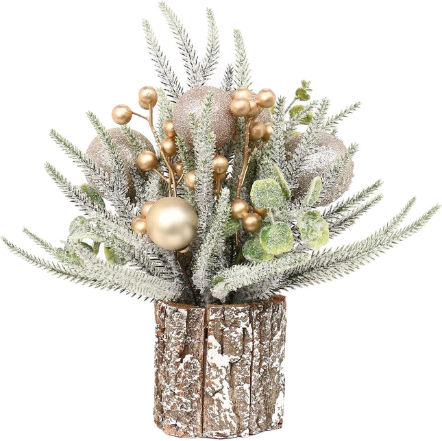 SY Super Bang Small Mini Christmas Tree, Artificial Table Top Little Xmas Decorations with Ball Ornaments, for Home Party Xmas Decor, Champagne