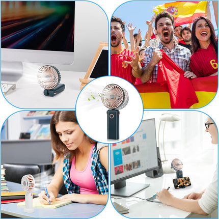 Handheld Fan, Portable Fan Usb Rechargeable With 3 Speeds, Battery Operated Electric Powered Mini Fan Foldable Desktop Fans With