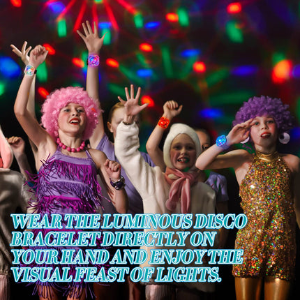 4 Pieces Mini Disco Light Ball Strobe Atmosphere Lights with USB Cable and Suction Portable LED Wristbands Rotating USB Night Disco Light up Bracelet Lamp for Christmas Dance Birthday