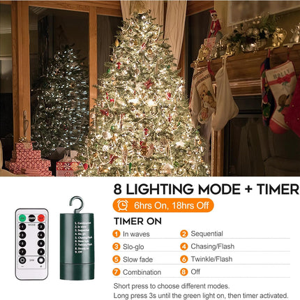 Battery Christmas Lights with Remote, 66ft 200LED Fairy Lights Battery Operated with Timer 8 Modes Waterproof for Outdoor Home Garden Party Holiday Xmas Christmas Trees Decoration (Cool White)
