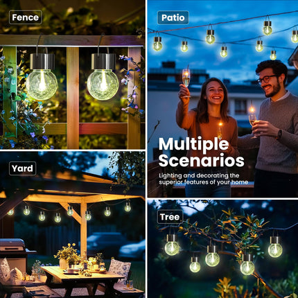 Hanging Solar Lights Outdoor, d Moving Led Beads,Solar Powered Waterproof Lighting,8 Pack Hanging Globe Solar Lights for Garden Yard Patio Fence Christmas Decoration (Warm White)