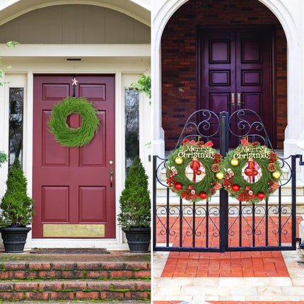 Zeyune 8 Pcs Christmas DIY Green Wreath 14 Inch Artificial Christmas Wreaths Faux Plain Wreaths for Decorating Front Door Window Room Farmhouse Christmas Party Indoor Outdoor (Norfolk Pine)