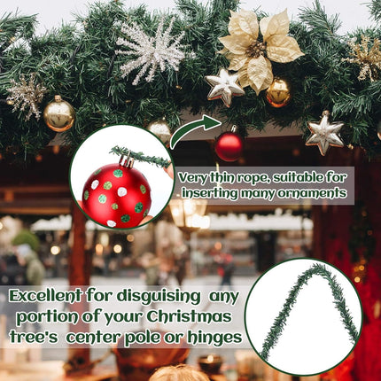 Jutom 100 Feet Christmas Miniature Artificial Pine Garlands Mini Pine Greenery Roping Garlands Mini Thin Pine Garland Pine Wired Stems for Christmas Decorations Crafts and Holiday Outdoor Decor