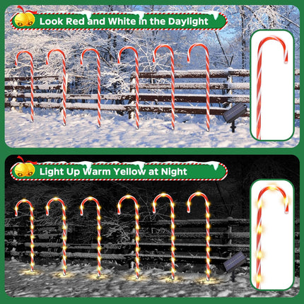 Solar Christmas Candy Cane Lights, d 35" 12 Pack Pathway Lights Waterproof, 8 Modes Outdoor LED Candy Cane Xmas Decorations, for Party Patio Garden Lawn Yard Driveway Walkway,Fences Decor