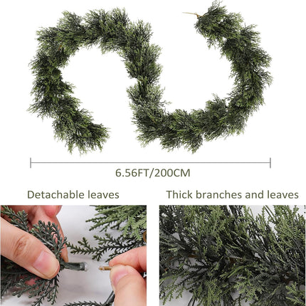 RECUTMS Artificial Christmas Garland 1pcs Fake Vines Ivy Greenery Stiff Green Leaves Plants Table Garland Decor Faux Hanging Plastic Plant for Indoor Outdoor Home Party Wall Mantle (Green H)