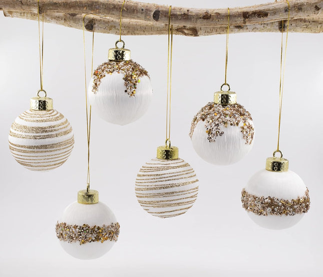 12Pcs 4” Silk Christmas Ball Decorations, Satin Christmas Tree Ornaments, Luxury Vintage Hanging Christmas Home Decor for Xmas Holiday Wedding Party Decoration (White)