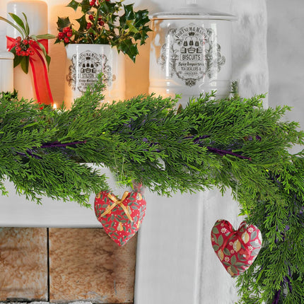 6FT Christmas Garland Artificial Pine Greenery Garland Lifelike Cedar Garland Christmas Garland for Mantle Stairs Railing Garland Christmas Decorations Indoor Outdoor