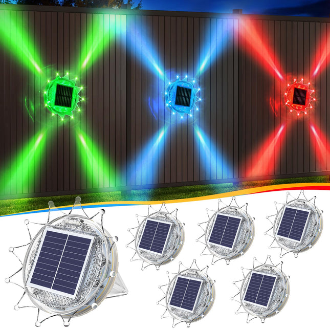 6 Pack Solar Christmas Decorations Lights, 2 in 1 Christmas Lights Outdoor Waterproof, Christmas Wall Decor with 10 Modes, Christmas Fence Lights for Outside Rail Porch Backyard Garden Patio Pathway