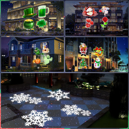 Halloween Christmas Decorations Projector Lights Outdoor, Waterproof 12 HD Patterns Holiday Projector Light with Remote Control for Halloween Xmas Holiday Window Garden Landscape