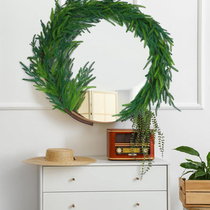 Christmas Real Touch Norfolk Pine Garland Artificial Pine Greenery Garlands Faux Christmas Norfolk Pine Garland for Christmas Holiday Seasonal Indoor Home Decor Mantle (1 Pc,60 Inches)