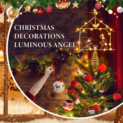 10.6 x 7.8 inches Lighted Christmas Tree Topper Nativity Scene Decoration LED Nativity of Jesus Decoration Metal Christmas Tree Top Decoration for Home Shopping Mall Office Desktop