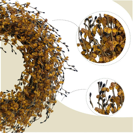 Idyllic 18 Inch Yellow Berries Leaves Wreath for Front Door, All-Season Wreath for Indoor and Outdoor