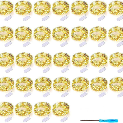 32 Pcs Fairy Lights Battery Operated String Lights - 10 ft 30 LED Waterproof Copper Wire Mini Firefly Starry Moon Lights for DIY Crafts Wedding Party Bedroom Table Centerpieces Christmas(Warm White)