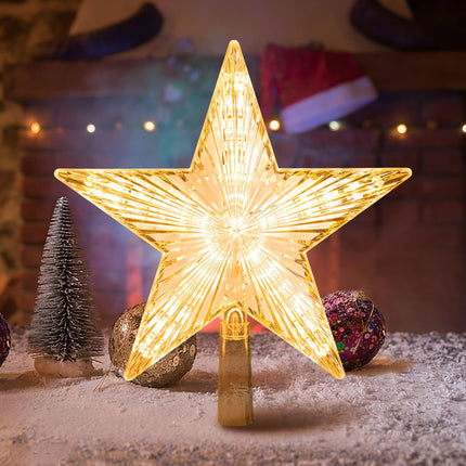 Christmas Tree Topper Warm White Light Christmas Star Great for Christmas Tree Ornaments Year Christmas Tree Toppers Lighted Christmas Tree Star 8.7 Inch Christmas Star Tree Topper Battery Powered
