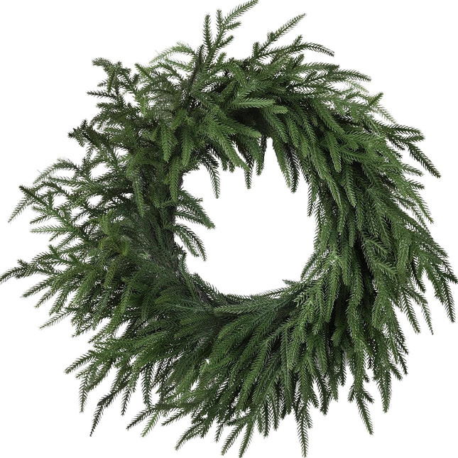 Artgar 24 Inch Christmas Wreath Pine Wreath Christmas Wreaths for Front Door, Real Touch Pine Wreath Artificial Green Pine Wreath for Home Indoor Outdoor Wall Window Porch Farmhouse Winter Decor
