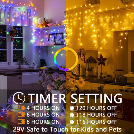 Christmas String Lights Outdoor - 49Ft/15M 640 LED 8 Modes with Remote Control and App Waterproof Christmas Lights for Patio Yard Garden Wedding Party-Warm White to Multicolor