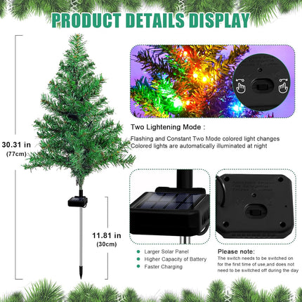 Solar Christmas Tree 4 Pack Garden Stake Light Waterproof Christmas Decorations Christmas Tree Light ，Outdoor Waterproof Christmas Pathway Lights for Christmas Decoration Pathway Garden Patio Yard