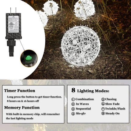 Outdoor Balls Lights Hanging Tree Garden Lights - 4 Pack 7.87" Sphere Lights with Plug in Globe Lights for Trees Party Wedding Yard Garden Porch Patio Decoration(Cool White)