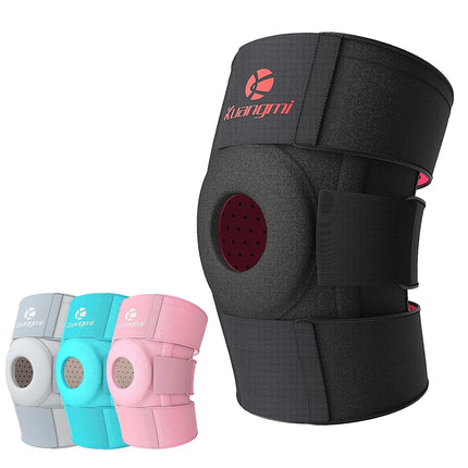 Kuangmi Knee Brace with Side Stabilizers & Patella Gel Pad,Adjustable Compression Knee Support with Arthritis Relief,Injury Recovery,Running,Weightlifting,Climbing(Black,2-Springs,S/M