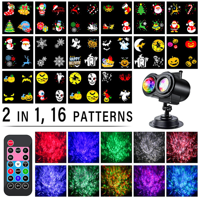 Christmas Projector Lights Outdoor, LED Holiday Projector Night Lights Waterproof with Remote Control & Timer for Christmas, Halloween, Party, Yard Garden Decorations