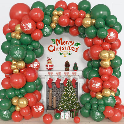Ouddy Life Christmas Balloon Garland Arch Kit, 181 pcs Christmas Party Decorations Red Green Gold Snowman Christmas Tree Ballooons for Christmas Xmas Holiday Birthday Baby Shower Year Supplies