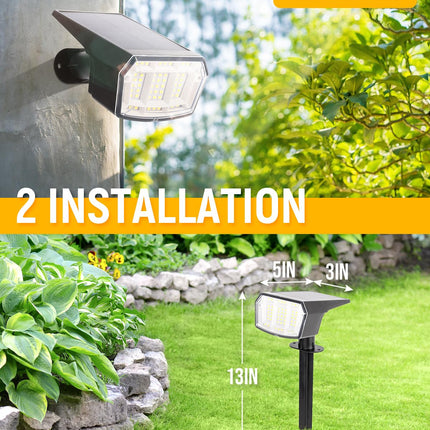Solar Spot Lights Outdoor Waterproof IP65, 63 LED 3 Lighting Modes Landscape Lights Illuminate Yard Garden House Garage for Christmas Outside-2 Pack