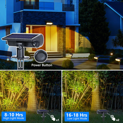 Toodour Solar Spot Lights Outdoor, 4 Pack Solar Christmas Lights Outdoor with 2 Modes, Waterproof Solar Powered Flood Lights Landscape Lighting for Yard Garden Pathway Walkway Xmas Decor - Warm White