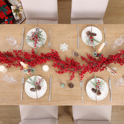 SHACOS Artificial Red Berry Garlands Set of 2 Christmas Garland Burgundy Red Berries Garland Holiday Winter Xmas Decoration Indoor Outdoor