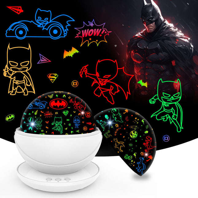 Batman Night Light Projector for Kids Dinosaur Toys for Boys, Superman Baby Night Light for Christmas Birthday , 360 Degree Rotation, Party Festival Decor