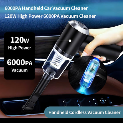 Handheld Car Vacuum Cleaner,Mini Car Vacuum Cordless Rechargeable Dust Busters,Portable Vacuum Cordless 6000Pa 120W High Power,3 In1 Blowing & Suction Vacuum Cordless For Car,Home, Office
