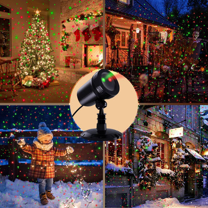 Laser Christmas Lights Outdoor Decorations, Garden Laser Lights, Red and Green Stars Landscape Lights with RF Remote, IP65 Waterproof, Cold-Resistant, Christmas Projector Lights for Party Festivities