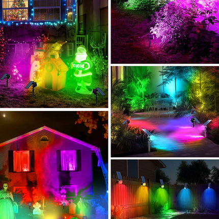 btfarm Solar Lights Outdoor Waterproof IP65-8 Pack LED Color Changing Solar Spot Light 7 Lighting Color RGB Solar Powered Spotlights, Solar Uplight for Yard Tree Landscape Garden Christmas Halloween
