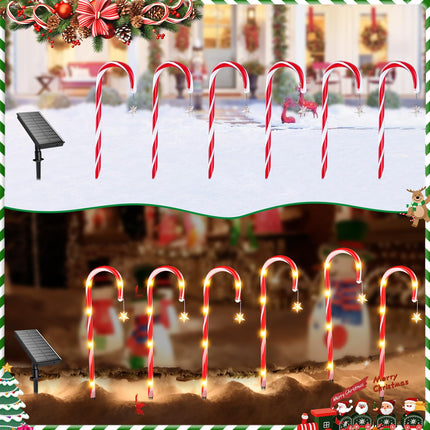 Ninonly 12 Pack Solar Christmas Lights, Outdoor Christmas Decorations, 8 Modes Candy Cane Lights Waterproof Brighter Pathway Lights for Garden Yard Xmas Holiday Outside Decor