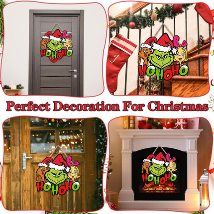 Christmas Wooden Sign Hanging Christmas Hanging Sign Wooden Merry Christmas Cartoon Dog Wooden Ornaments for Holiday Xmas Year Door Wall Home Winter Festival