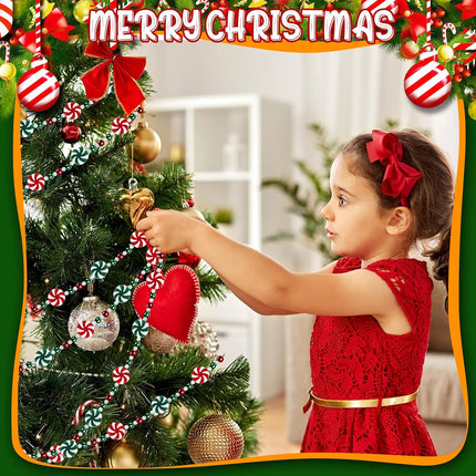 Peppermint Christmas Tree Bead Garlands, Peppermint Hanging Christmas Tree Garland Pearl Xmas Tree Bead for Christmas Tree Fireplace Wreath Ornaments Christmas Party Decorations (20 Feet)
