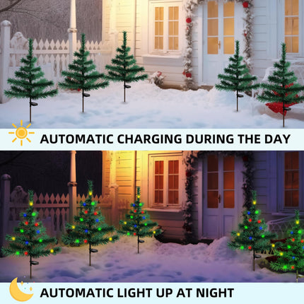 Solar Christmas Tree Garden Stake Lights, d Solar Christmas Decoration Tree Lights, Outdoor Waterproof Yard Patio Path Lights, 2 Pack, 2 Modes