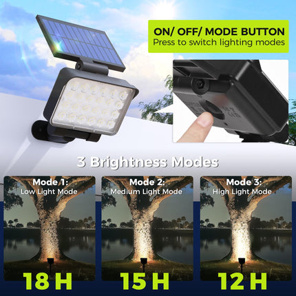 Solar Spot Lights Outdoor Waterproof for Flag, Tree, House, Garden, Yard, Landscape Spotlights for Accent Uplighting Halloween Christmas Decorations-2 Pack
