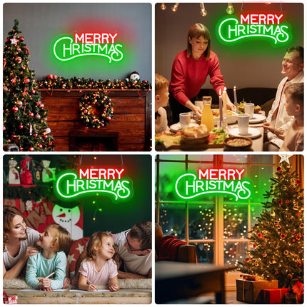 Merry Christmas Neon Sign - Acrylic Christmas Neon Signs, Red Green LED Christmas Lights Sign for Wall Decor Best s Christmas Party Kids Room Year, USB Powered,16'' × 7.5''