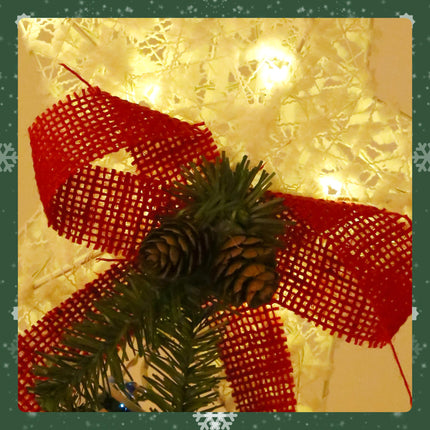 Christmas Tree Topper Star, 11Inch Christmas Tree Decoration Ornaments, Lighted Christmas Treetop with 10 Lights, for Christmas Xmas Tree Home Bar Shop Office（with Flower
